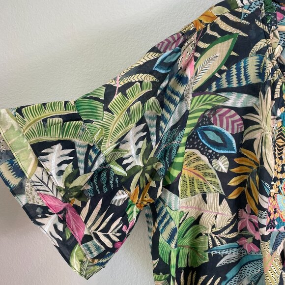 Johnny Was Workshop Womens Plus 3X Ramie Floral Embroidered Boho Blouse Top - Picture 9 of 12